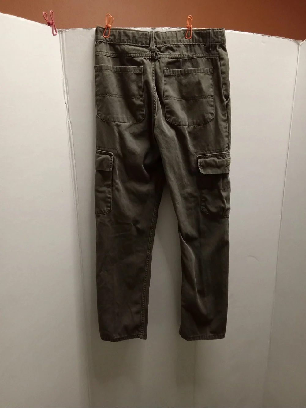 Boys Size 16 Regular Cargo Pants Olive Green Brown 100% Cotton E7